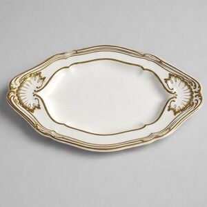 Vintage Gilman Collamore Dish White Gold Gilt Scalloped Antique 9" England